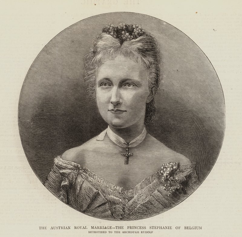 Austriackie małżeństwo królewskie, księżniczka Stefania z Belgii (rycina) autorstwa English School