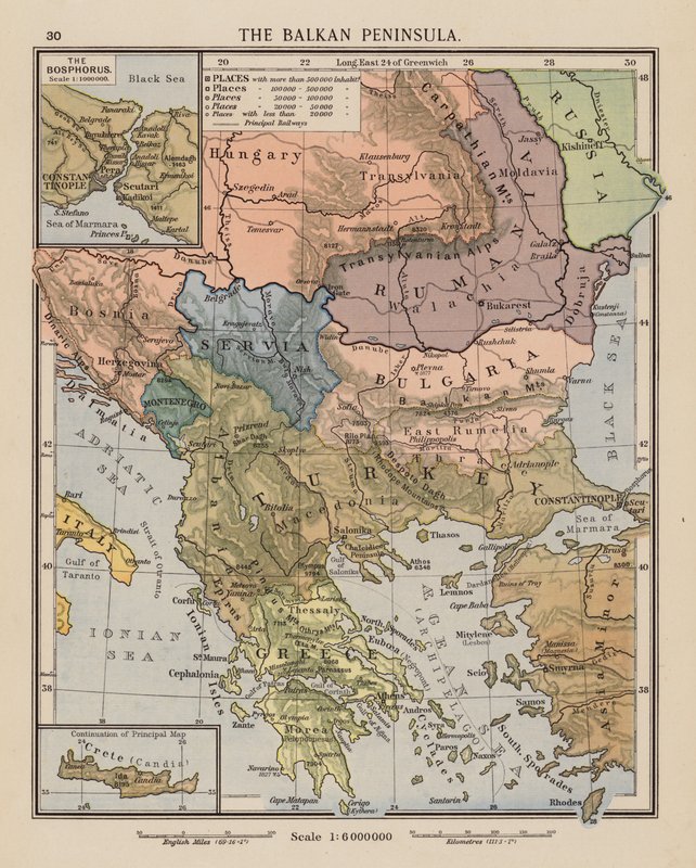 Półwysep Bałkański (kolorowa litografia) autorstwa English School