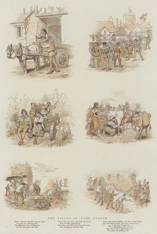 Ballada o Dame Durden (kolorowa litografia) autorstwa English School