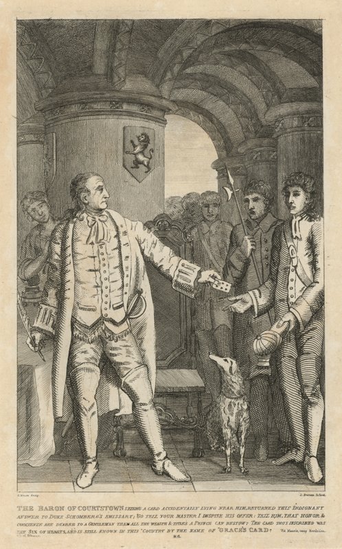 Baron Courtstown zwrócił tę pełną oburzenia odpowiedź wysłannikowi księcia Schomberga autorstwa English School