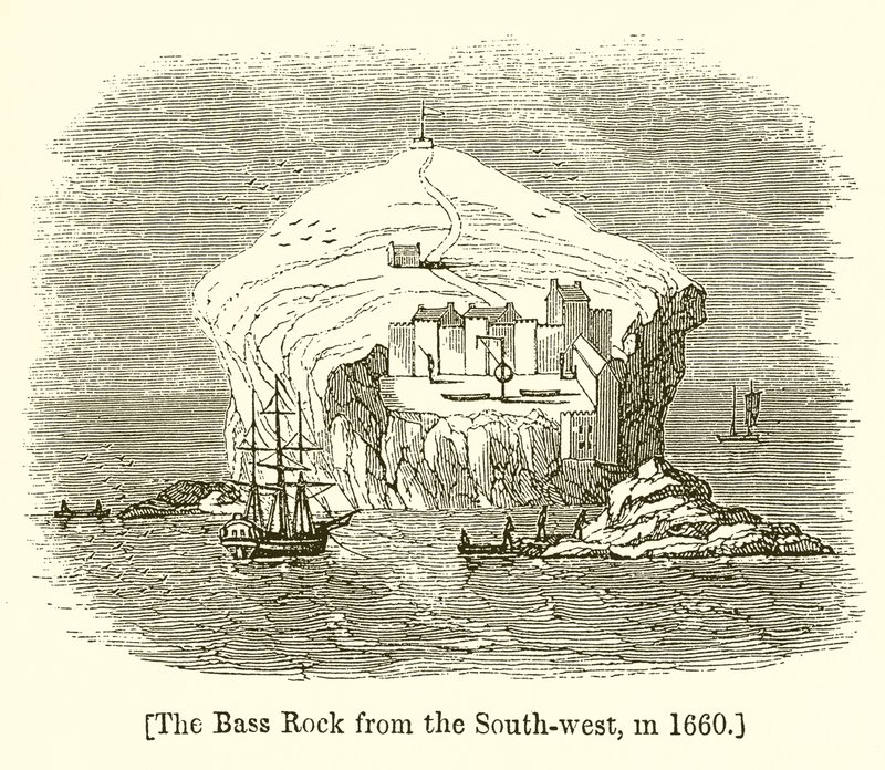 Bass Rock z południowego zachodu, w 1660 r autorstwa English School