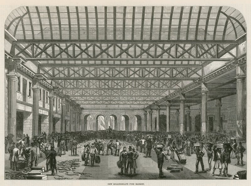 Targ rybny w Billingsgate autorstwa English School