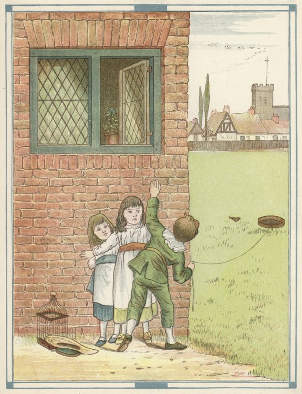 The Bird Catcher (kolorowa litografia) autorstwa English School