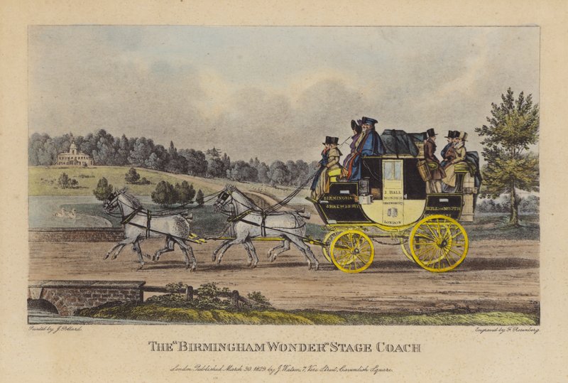 Wagon sceniczny „Birmingham Wonder” (kolorowy grawerunek) autorstwa English School