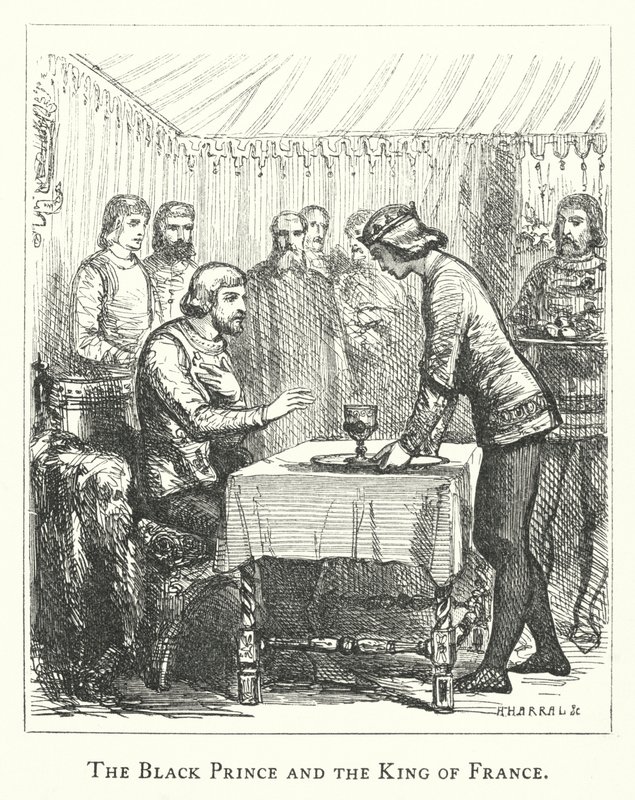 Czarny Książę i Król Francji (rycina) autorstwa English School