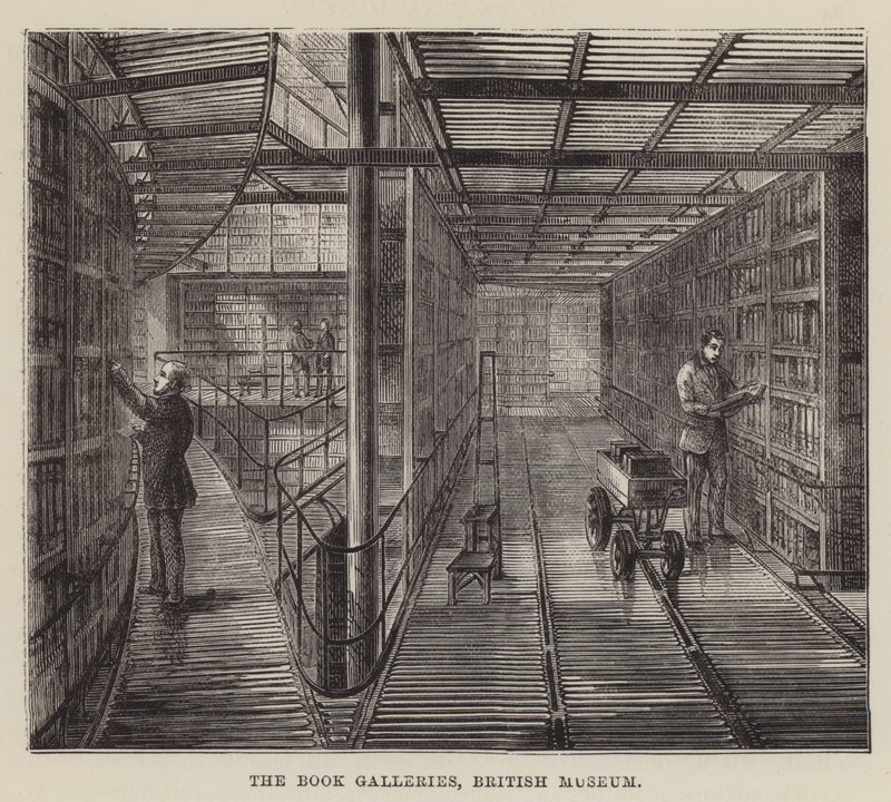 Galerie książek, British Museum (rycina) autorstwa English School