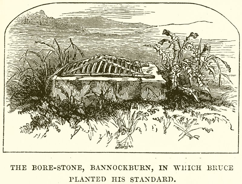 Bore-Stone, Bannockburn, w którym Bruce umieścił swój sztandar autorstwa English School