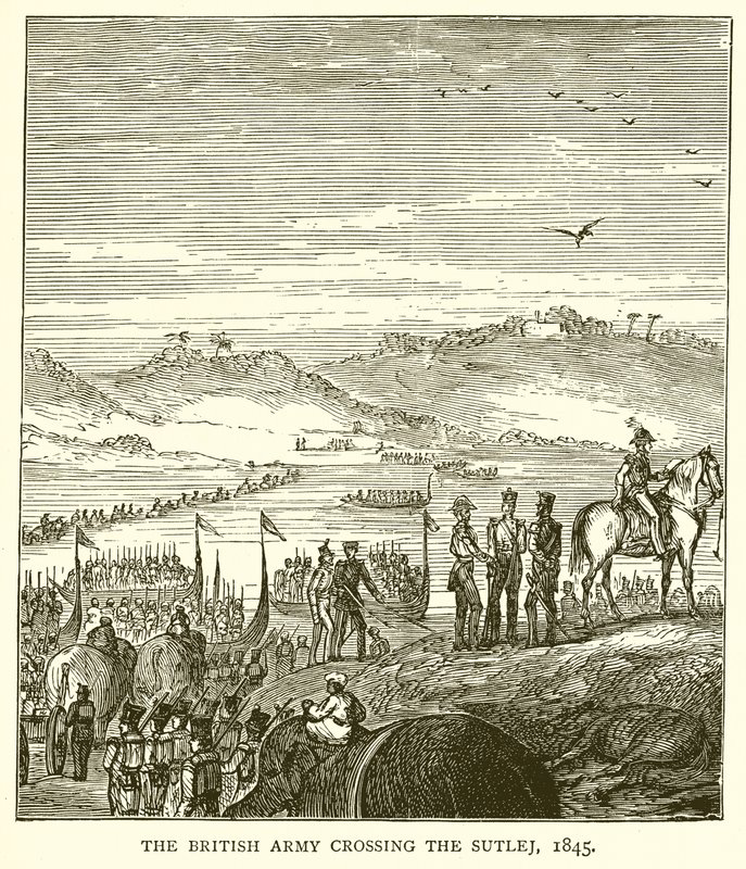 Armia brytyjska przekracza Sutlej, 1845 autorstwa English School