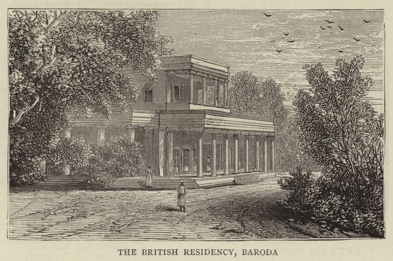 Rezydencja Brytyjska, Baroda (grafika) autorstwa English School
