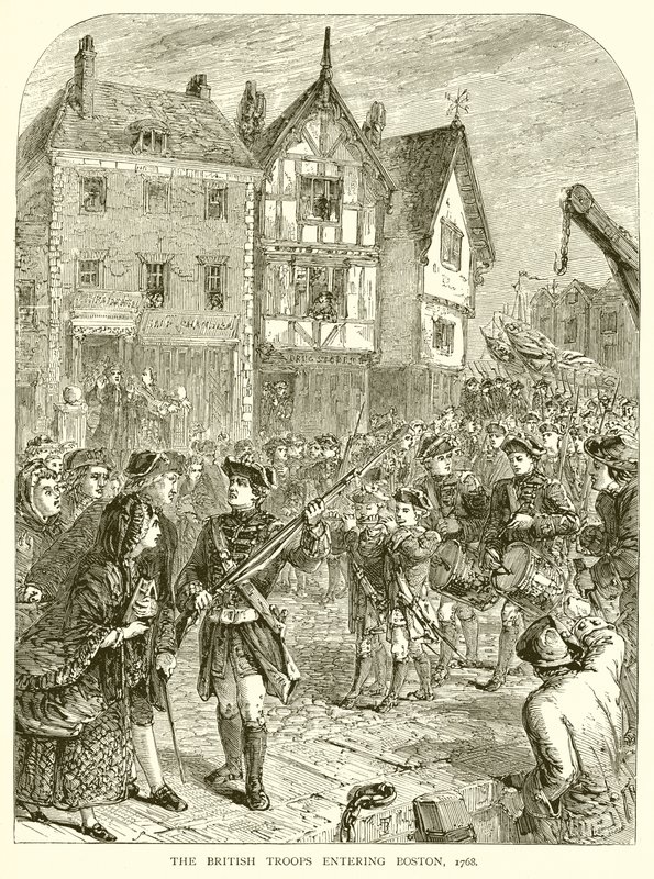 Oddziały brytyjskie wkraczające do Bostonu, 1768 r. autorstwa English School