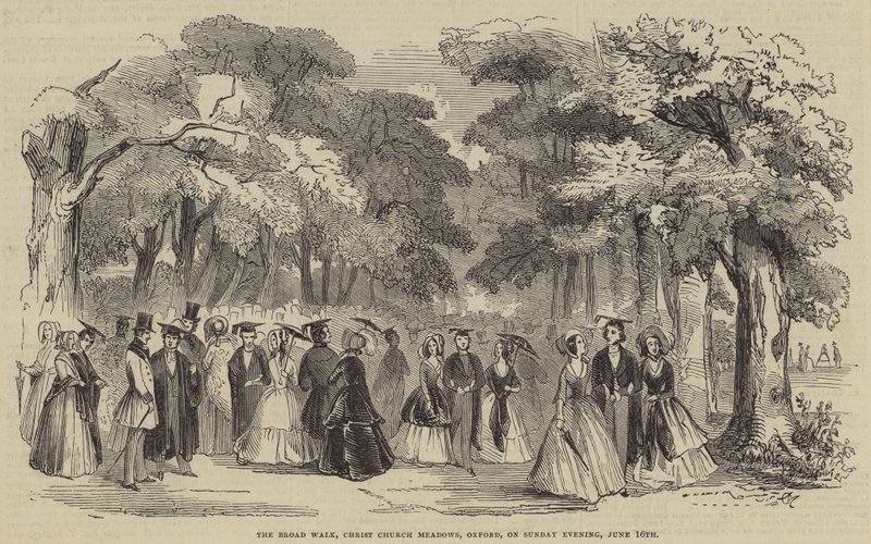 The Broad Walk, Christ Church Meadows, Oxford, w niedzielę wieczorem autorstwa English School
