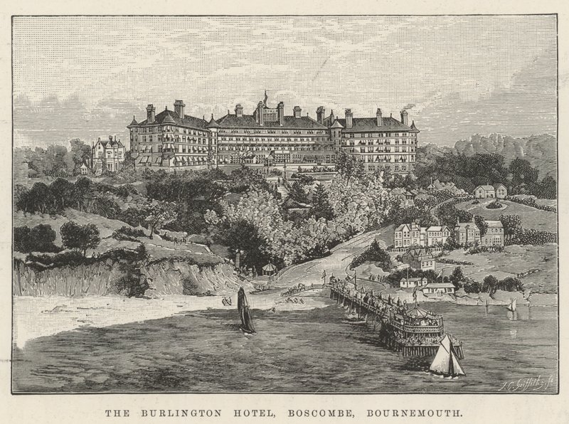 The Burlington Hotel, Boscombe, Bournemouth (grawerowanie) autorstwa English School