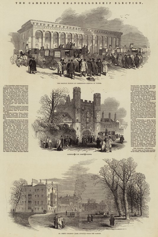 Wybory kanclerza Cambridge (grawerowanie) autorstwa English School