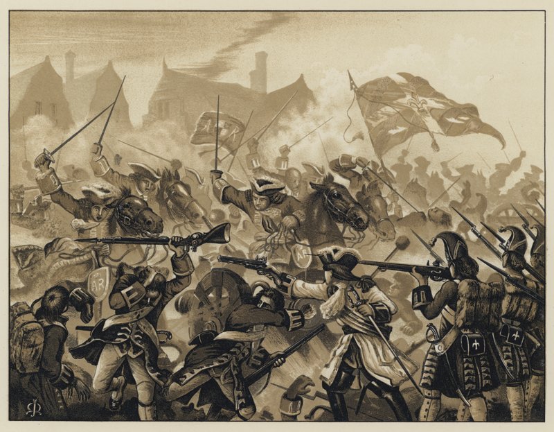Karabińczycy w Ramilies, 23 maja 1706 r. autorstwa English School