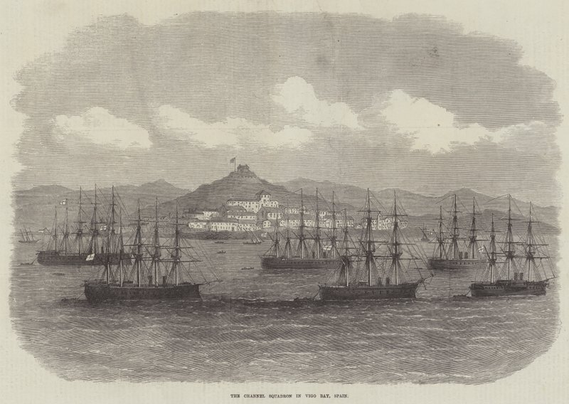 Dywizjon Kanału w Vigo Bay, Hiszpania (rycina) autorstwa English School