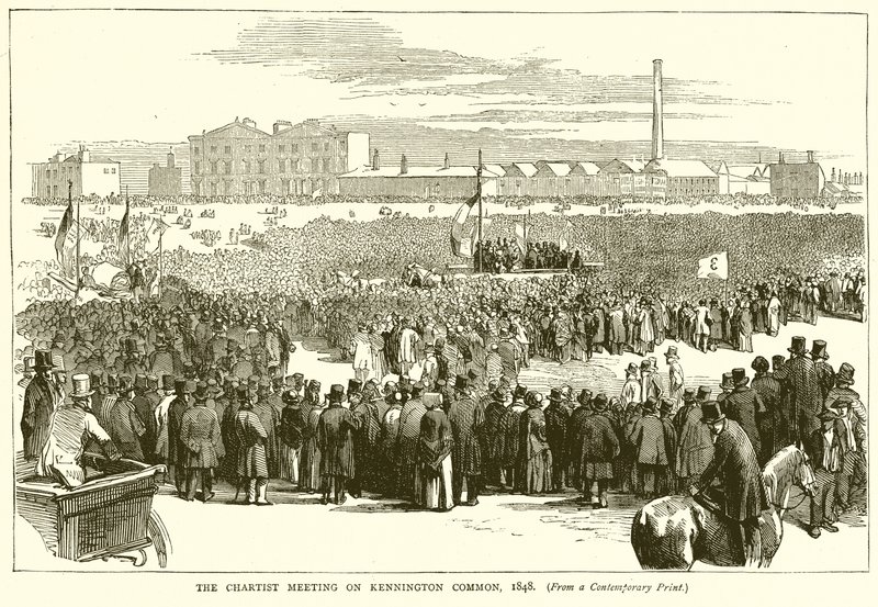 Spotkanie czarowników na Kennington Common, 1848 r. autorstwa English School