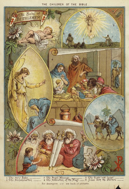 Dzieci Biblii: Narodziny Jezusa Chrystusa (chromolitho) autorstwa English School