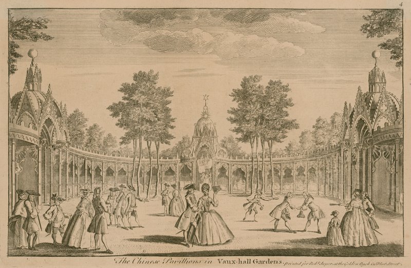 Chińskie pawilony w Vauxhall Gardens w Londynie autorstwa English School