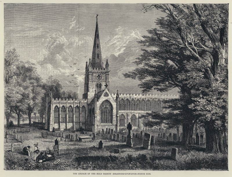 Kościół Świętej Trójcy, Stratford-upon-Avon, North Side (rycina) autorstwa English School