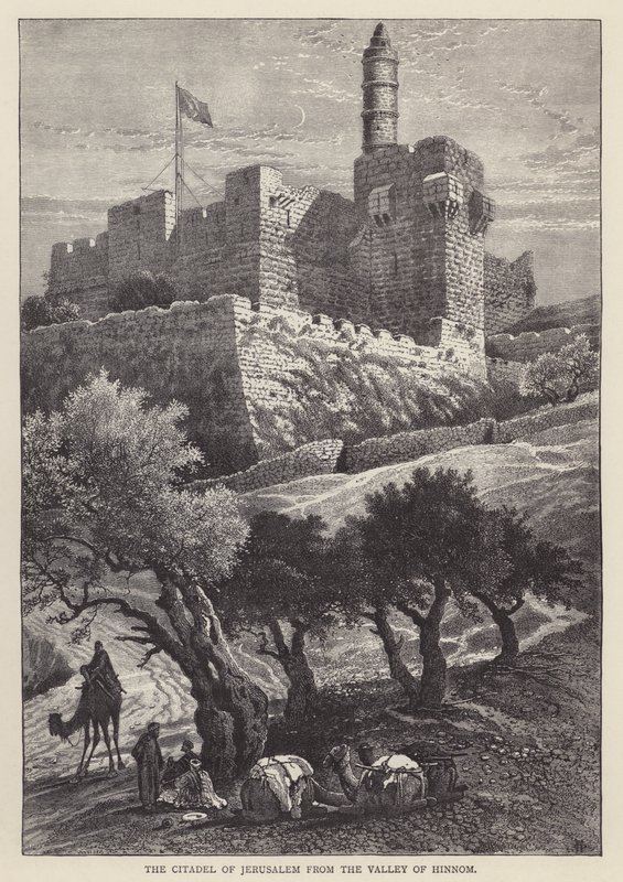Cytadela Jerozolimska z Doliny Hinnoma (rycina) autorstwa English School