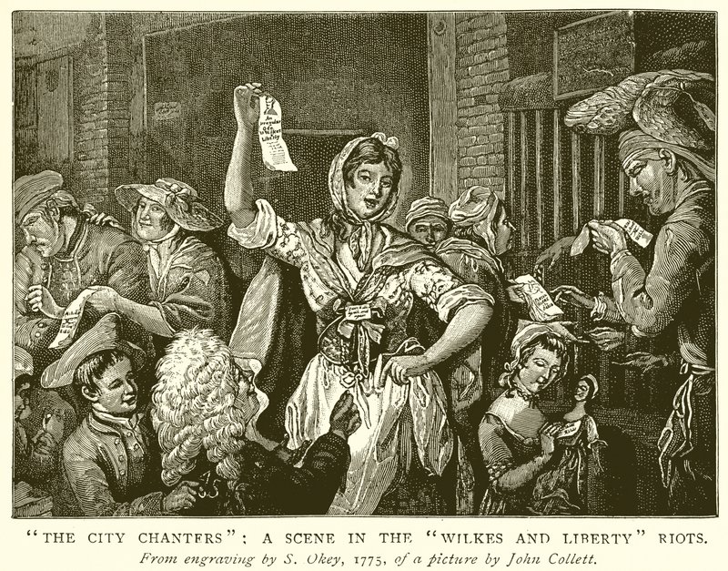 City Chanters: scena z zamieszek Wilkes i Liberty autorstwa English School