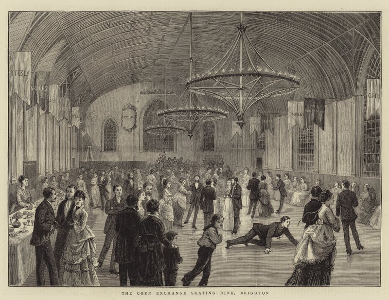 Lodowisko Corn Exchange, Brighton (grawerowanie) autorstwa English School