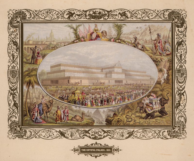 Kryształowy Pałac, 1851, Wielka Wystawa, Hyde Park, Londyn. autorstwa English School