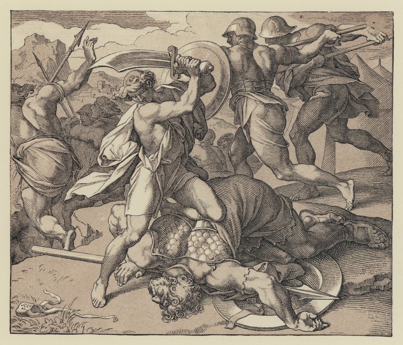 Śmierć Goliata (rycina) autorstwa English School