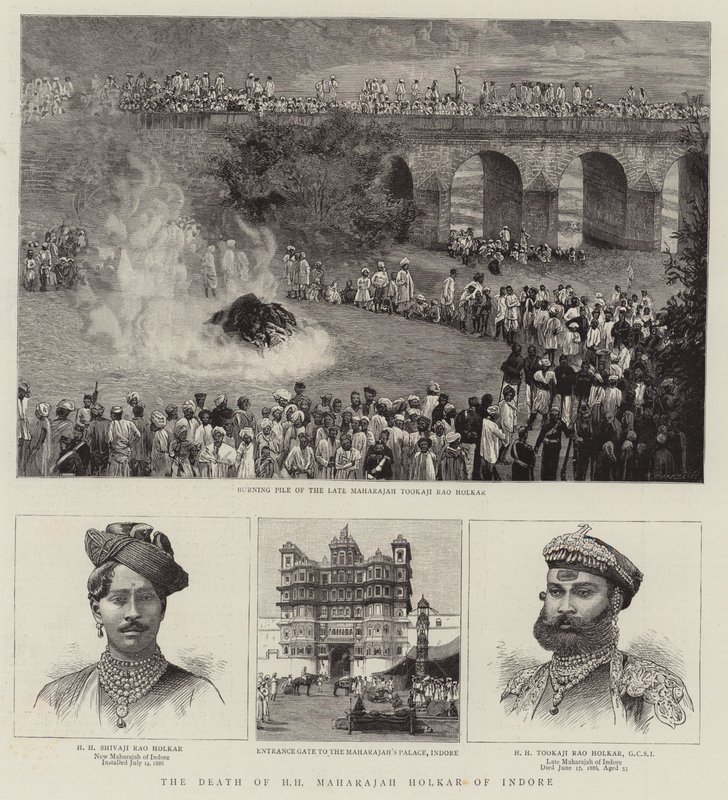 Śmierć Jego Świątobliwości Maharajah Holkara z Indore (rycina) autorstwa English School