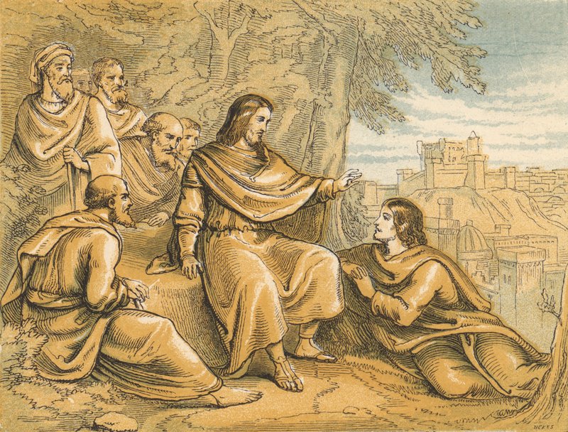 Zapowiedź zniszczenia Jerozolimy (kolorowa grawerunek) autorstwa English School