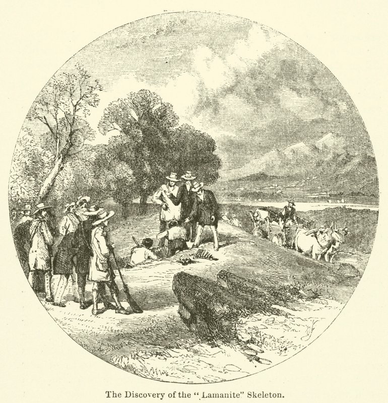 Odkrycie szkieletu „lamanitu” (rycina) autorstwa English School