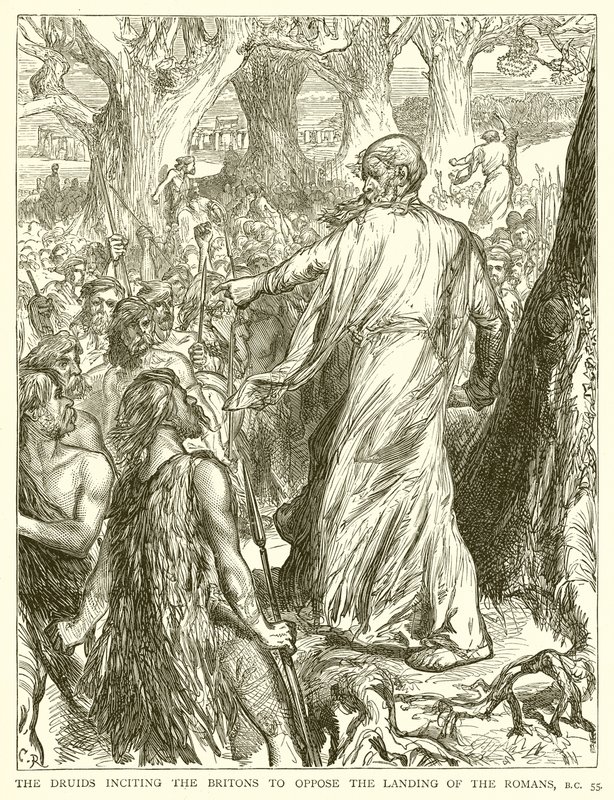 Druidzi podżegający Brytyjczyków do przeciwstawienia się lądowaniu Rzymian, p.n.e. 55 autorstwa English School