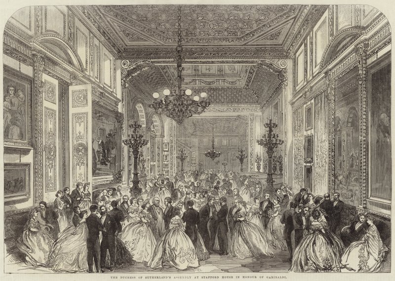 Księżna Sutherlands zgromadzenie w Stafford House na cześć Garibaldi autorstwa English School