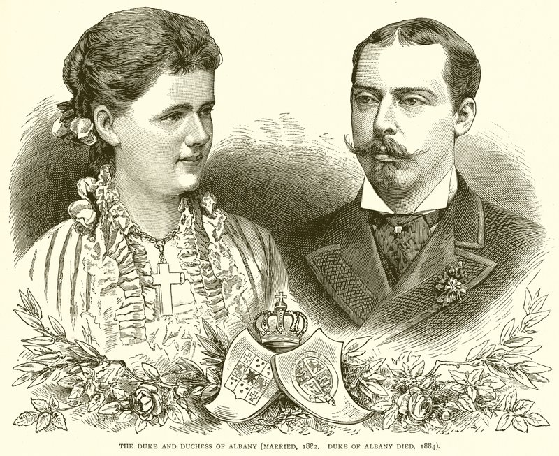Książę i księżna Albany (żonaty, 1882. Książę Albany zmarł, 1884) autorstwa English School