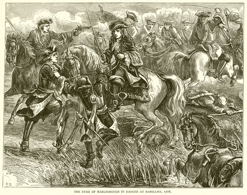 Książę Marlborough w niebezpieczeństwie w Ramillies, 1706 autorstwa English School