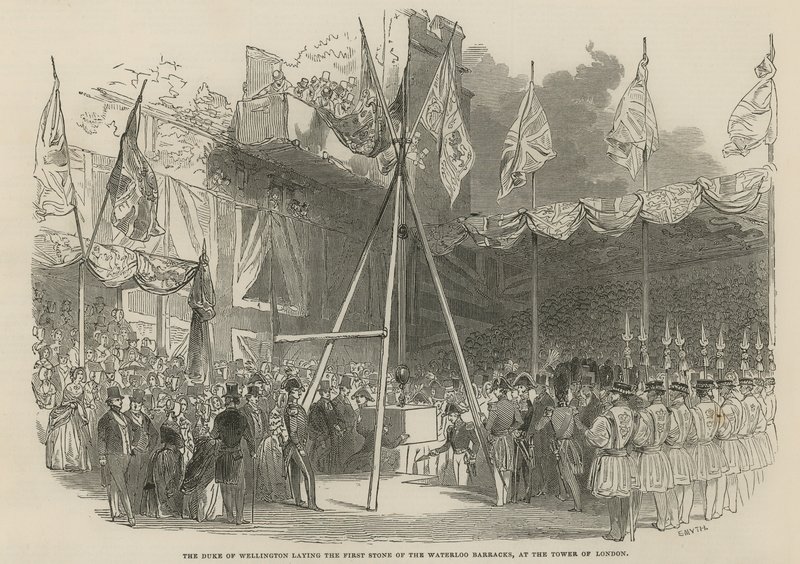 Książę Wellington kładzie pierwszy kamień w koszarach Waterloo autorstwa English School