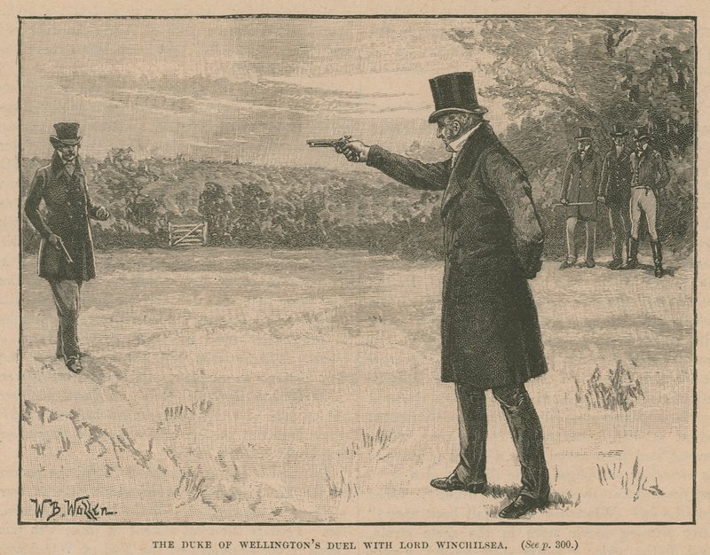 Duke of Wellingtons pojedynek z Lordem Winchilsea autorstwa English School