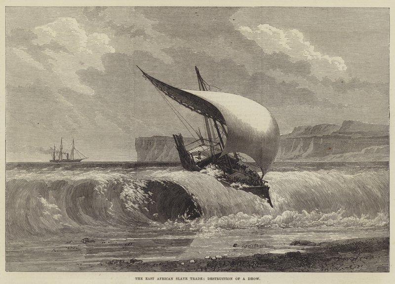 Handel niewolnikami w Afryce Wschodniej, zniszczenie dhow autorstwa English School