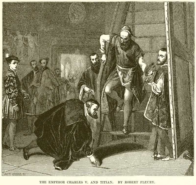 Cesarz Karol V i Tycjan. Autor: Robert Fleury autorstwa English School