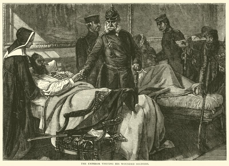 Cesarz odwiedzający rannych żołnierzy, maj 1871 autorstwa English School
