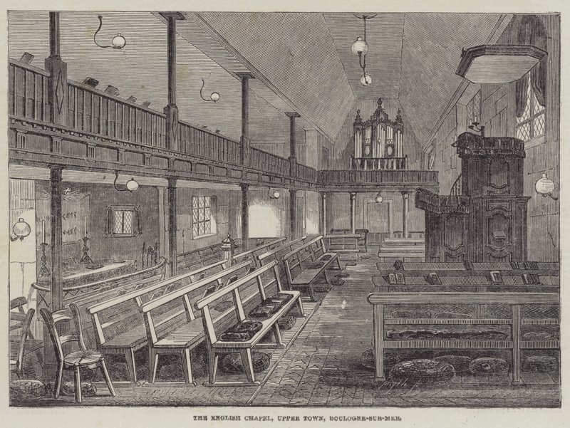 Kaplica angielska, Górne Miasto, Boulogne-sur-Mer (rycina) autorstwa English School