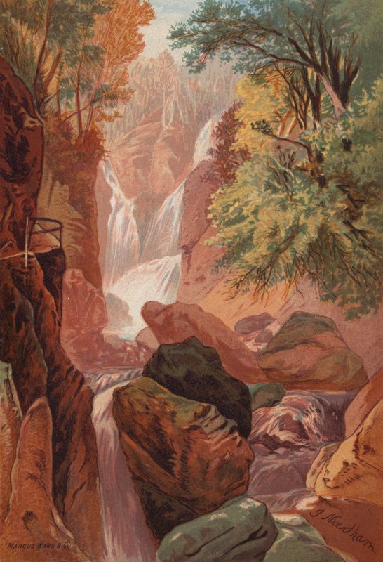 The English Lakes, Stock Gill Force (kolor lito) autorstwa English School