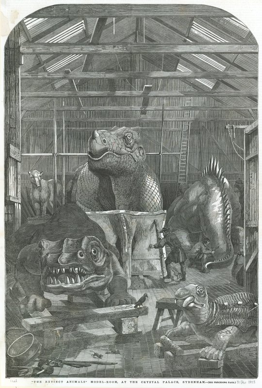 Pokój modelowy Extinct Animals, w Crystal Palace, Sydenham autorstwa English School