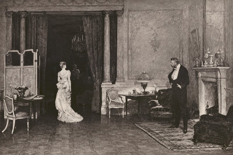Pierwsza chmura, według W Q Orchardson, RA (litografia) autorstwa English School