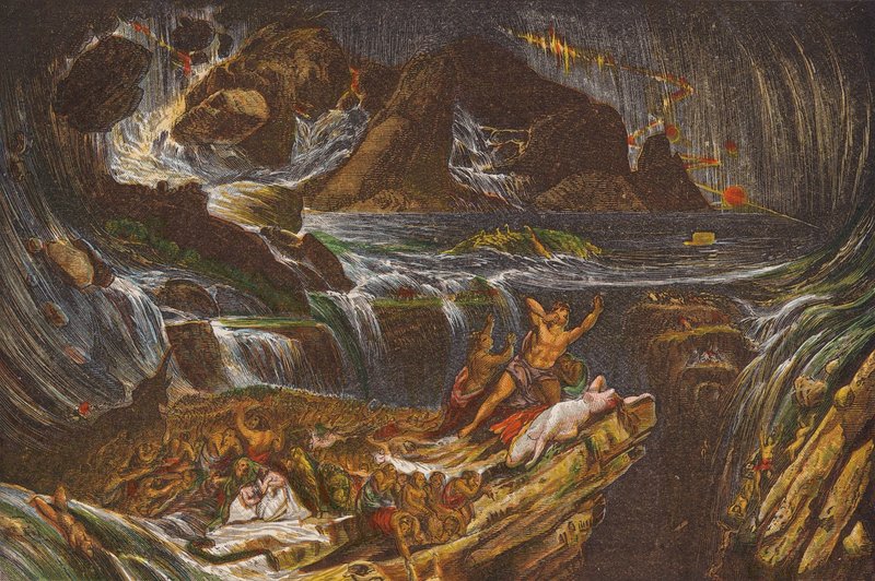 The Flood (kolorowa litografia) autorstwa English School