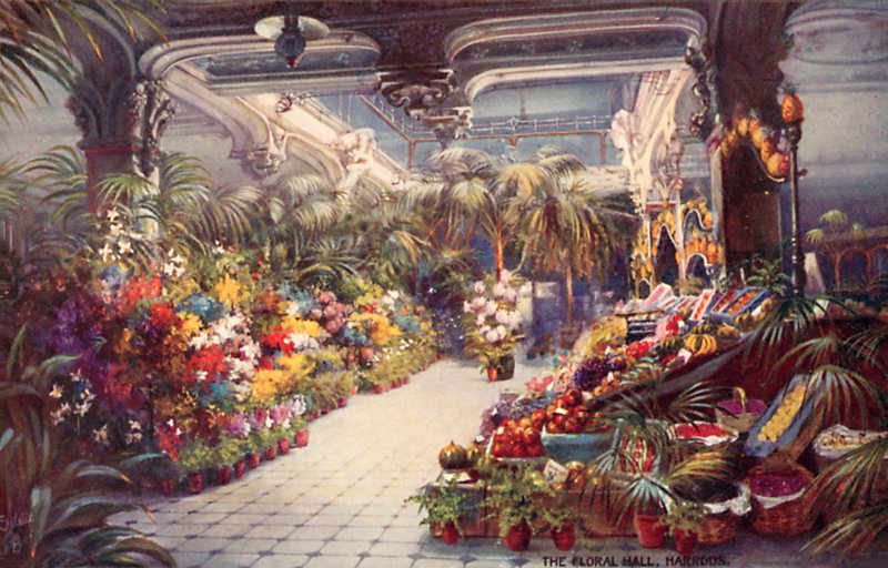 The Floral Hall, Harrods (druk kolorowy) autorstwa English School