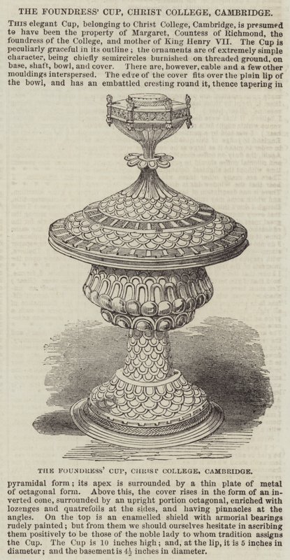 Puchar Założycielki, Christ College, Cambridge (grafika) autorstwa English School