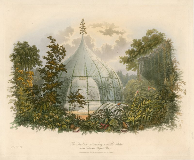 Fontanna otaczająca marmurowy posąg w Koloseum, Regents Park autorstwa English School