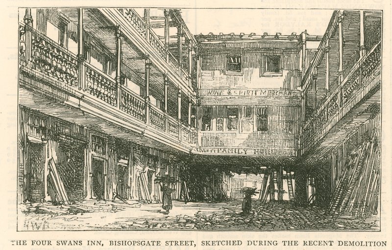 Zajazd Cztery łabędzie, ulica Bishopsgate autorstwa English School