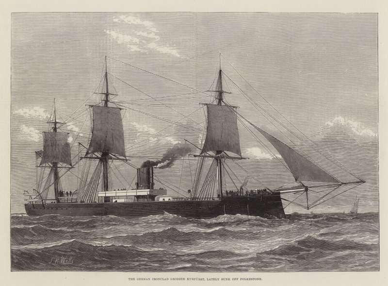 Niemiecki pancernik Grosser Kurfurst, ostatnio zatopiony w Folkestone (rycina) autorstwa English School